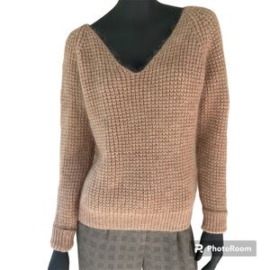 *Sézane Mohair, Nylon & Wool Blend V-Neck Knit Sweater